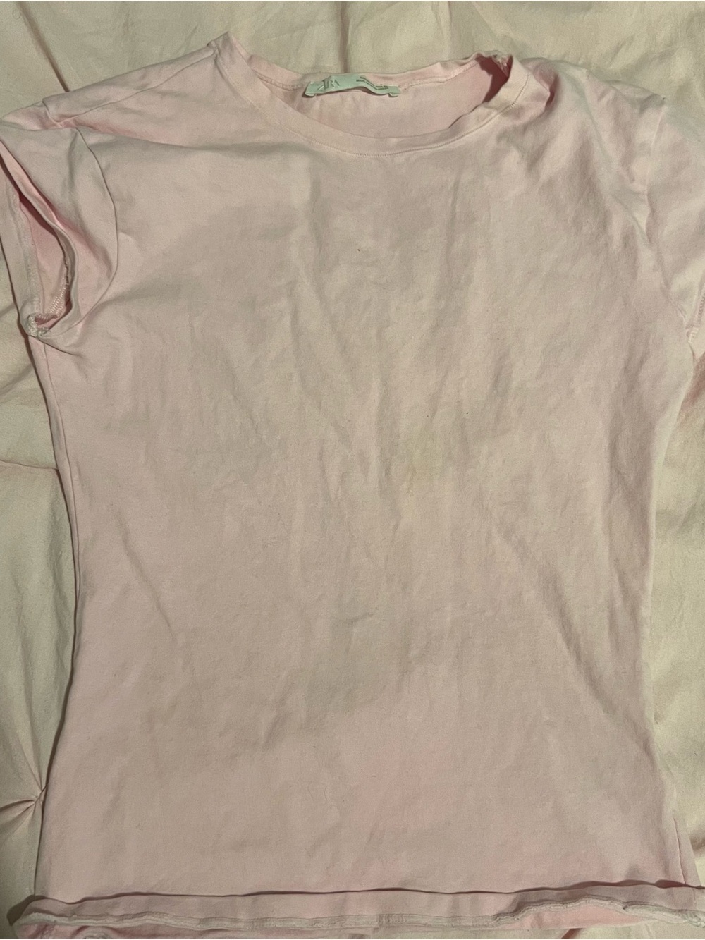 Zara Soft Light Pink Crew Neck Tee